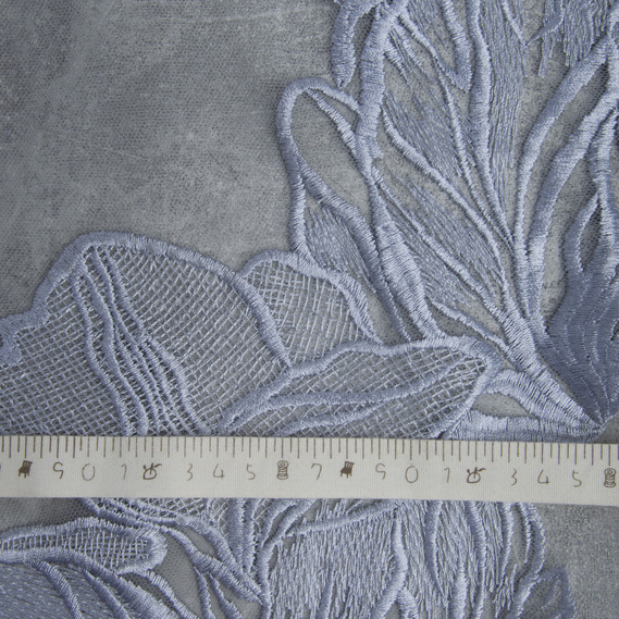 Сітка з вишивкою сіро/блакитна, фото 4