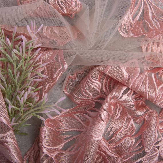 Сетка с вышивкой персик, фото 3 Сетка с вышивкой персик, фото 3