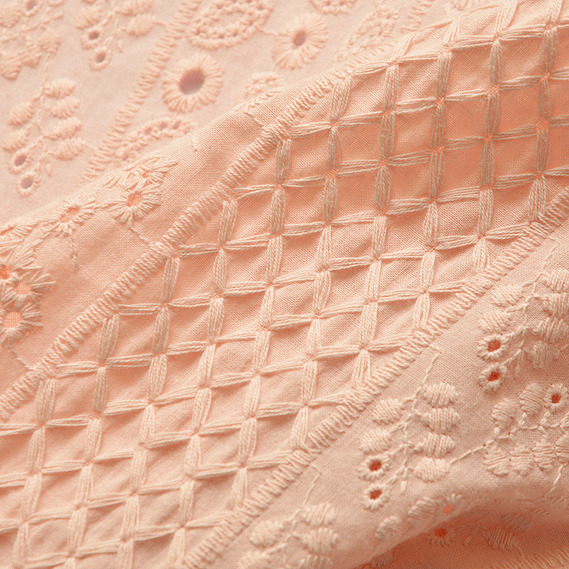 Тканина плательна бавовна батист прошва персик, фото 3