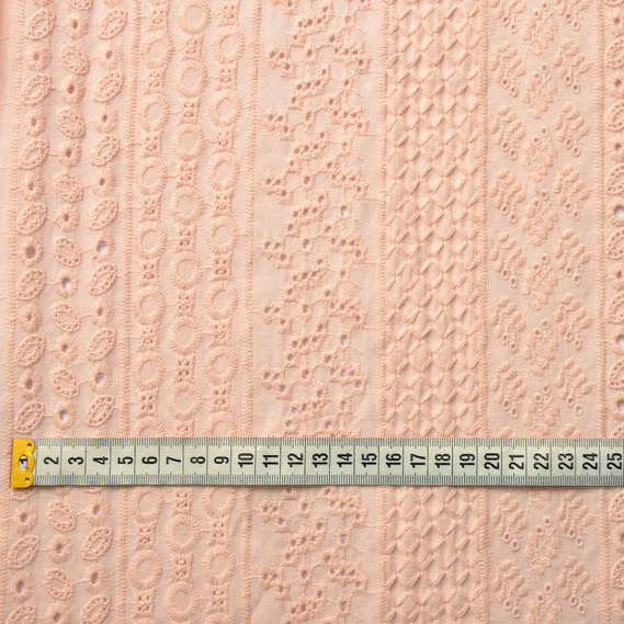 Тканина плательна бавовна батист прошва персик, фото 4