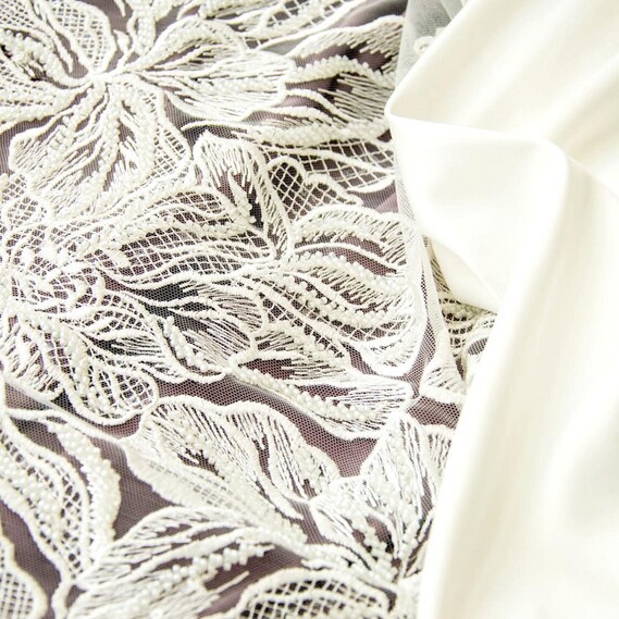 Сітка вишивка Бісер біла, фото 3