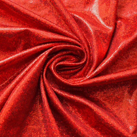 Ткань трикотаж Лазер голограмма дріб червоний, фото 1