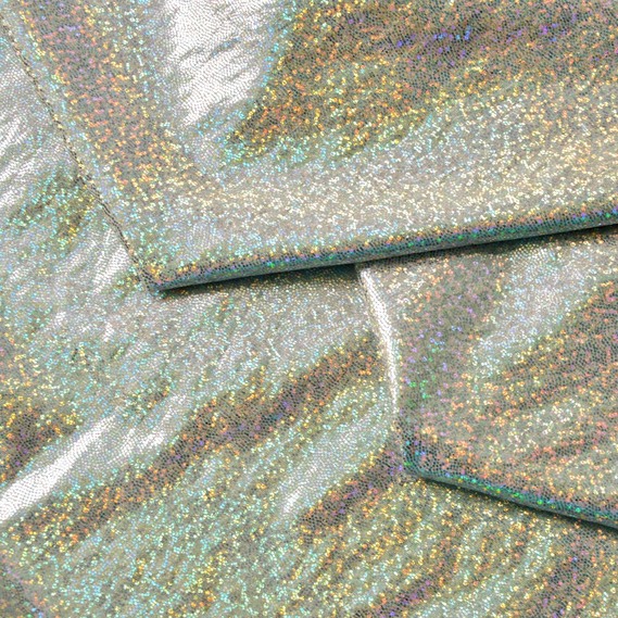 Тканина трикотаж Лазер голограма дріб срібло/біл, фото 2