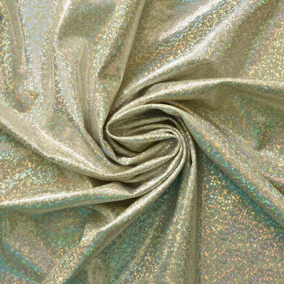 Тканина трикотаж Лазер голограма дріб крем/срібло, фото 1 Тканина трикотаж Лазер голограма дріб крем/срібло, фото 1