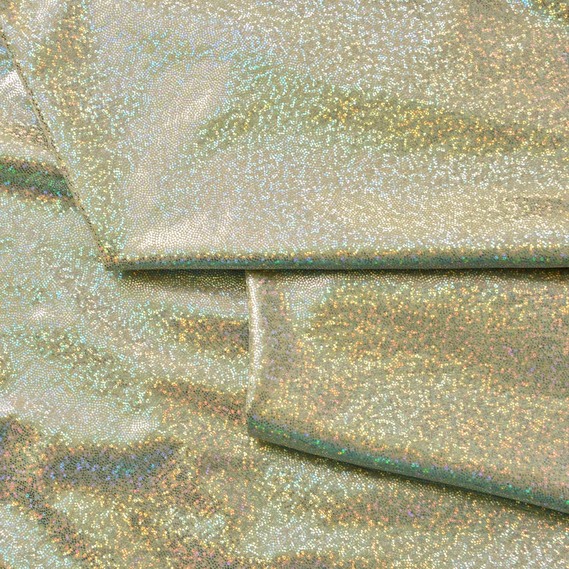 Тканина трикотаж Лазер голограма дріб крем/срібло, фото 2