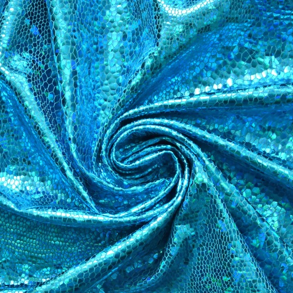 Ткань трикотаж Лазер голограмма велик.т/блакитний, фото 1