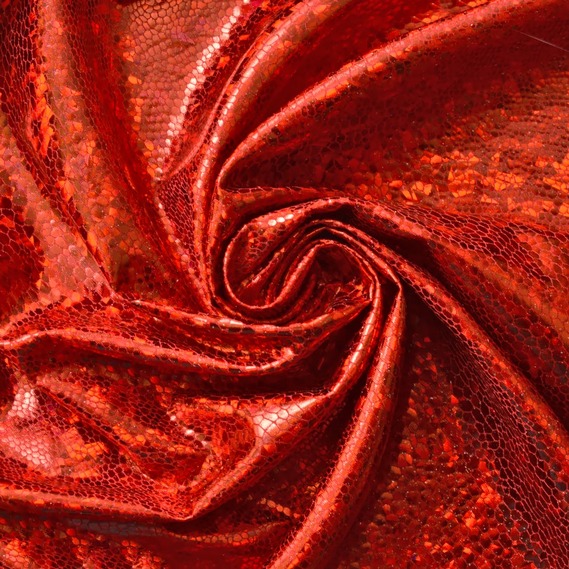 Тканина трикотаж Лазер голограма велик.багряний, фото 1