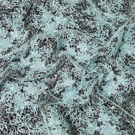 Ткань гіпюр Красотка темна м’ята , фото 1