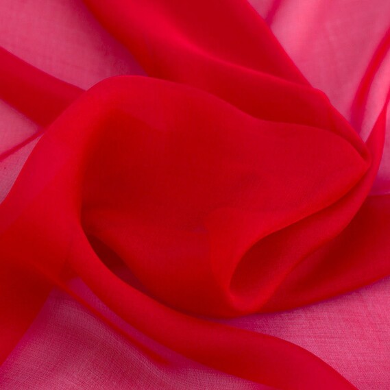 Natural Silk Chiffon Fabric червоний, фото 1 Natural Silk Chiffon Fabric червоний, фото 1