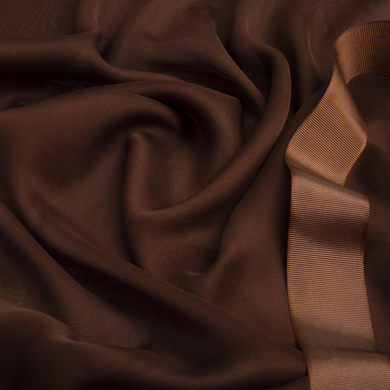 Ткань шифон шелк натуральный коричневий, фото 3