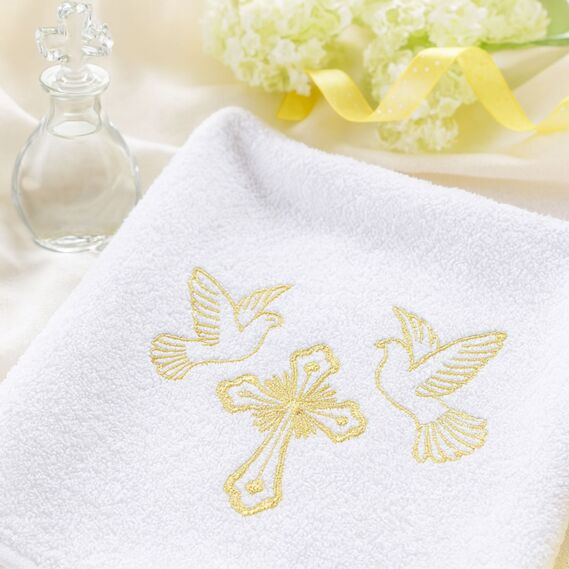 Крижма рушник махровий 70х140 см IDEIA для хрестин з вишивкою, бавовна, білий, фото 7