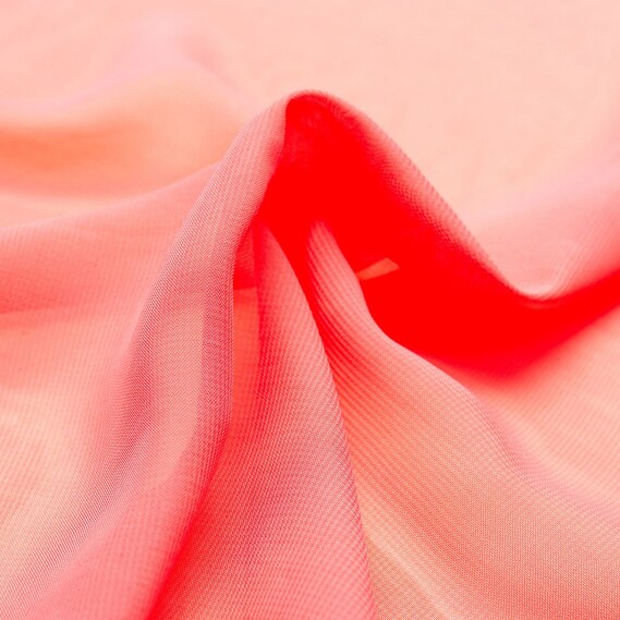 Тканина шифон Мульті 70 гр/м2 150 см напівпрозора, легка, повітряна для суконь, блузок та аксесуарів корал, фото 1