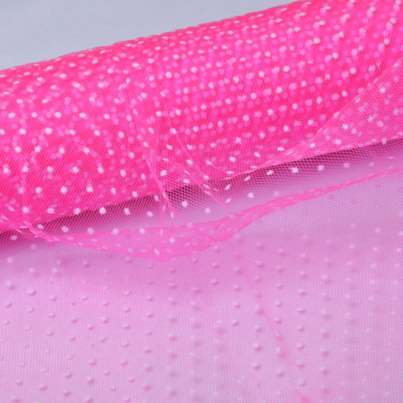 Фатин рожево/білий горошок, фото 1 Фатин рожево/білий горошок, фото 1