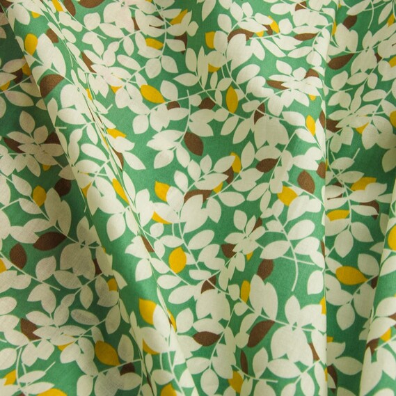 Ткань поплин набивной листя бірюза, Флора, фото 2 Ткань поплин набивной листя бірюза, Флора, фото 2