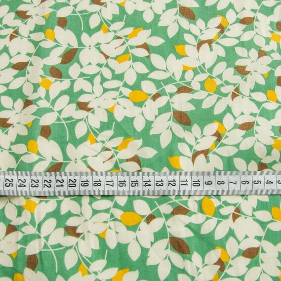 Ткань поплин набивной листя бірюза, Флора, фото 3 Ткань поплин набивной листя бірюза, Флора, фото 3