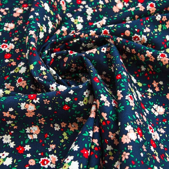 The fabric is poplin wadded дрібноцвіт т/синій, Квітковий, фото 1