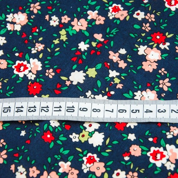 The fabric is poplin wadded дрібноцвіт т/синій, Квітковий, фото 3