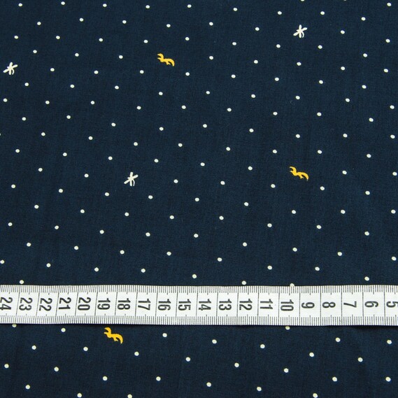 Тканина поплін набивний горошок т/синій, Горох, фото 3