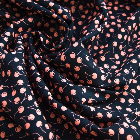 Тканина поплін набивний черешня чорна, фото 1