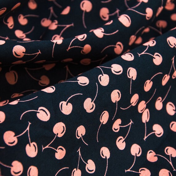 Тканина поплін набивний черешня чорна, фото 2