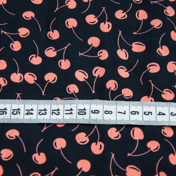 Тканина поплін набивний черешня чорна, фото 3