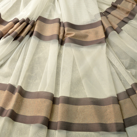 Тюль сітка набивний Неаполь V-D1 капучино, фото 1 Тюль сітка набивний Неаполь V-D1 капучино, фото 1