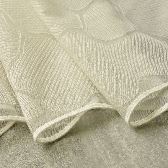 Тюль батист з вишивкою Монпасьє V-C1 крем, фото 2