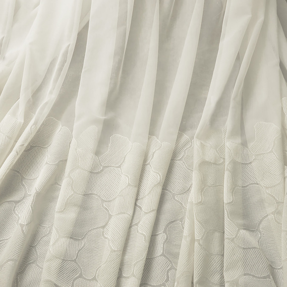 Тюль батист з вишивкою Монпасьє V-B1 молоко, фото 1 Тюль батист з вишивкою Монпасьє V-B1 молоко, фото 1