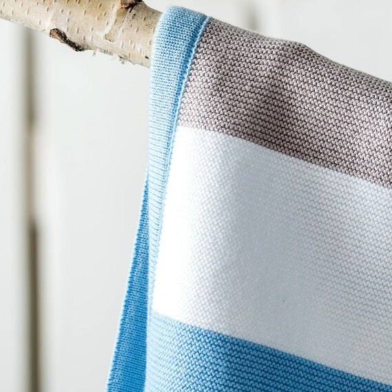 Плед в`язаний та шапочка смуга ТM PAPAELLA 70х90 см блакитний , фото 4 Плед в`язаний та шапочка смуга ТM PAPAELLA 70х90 см блакитний , фото 4