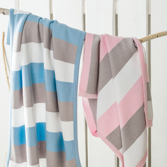 Плед в`язаний та шапочка смуга ТM PAPAELLA 70х90 см блакитний , фото 9 Плед в`язаний та шапочка смуга ТM PAPAELLA 70х90 см блакитний , фото 9