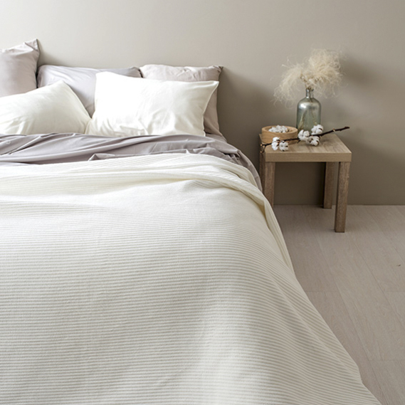 Плед покривало Adina 200х220 см бавовняне TM IDEIA молоко, фото 1 Плед покривало Adina 200х220 см бавовняне TM IDEIA молоко, фото 1