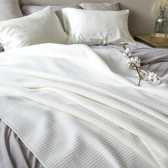 Плед покривало Adina 200х220 см бавовняне TM IDEIA молоко, фото 8 Плед покривало Adina 200х220 см бавовняне TM IDEIA молоко, фото 8