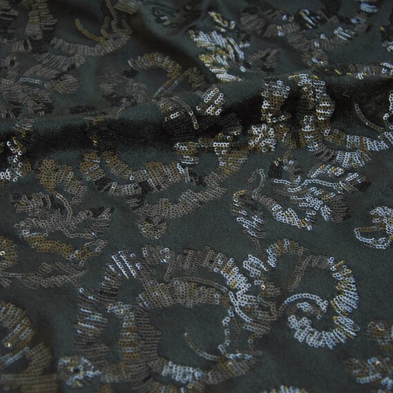 Велюр-пайєтка V-1/1 чорний троянда, фото 3