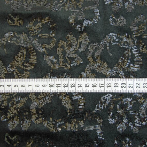 Велюр-пайєтка V-1/1 чорний троянда, фото 4