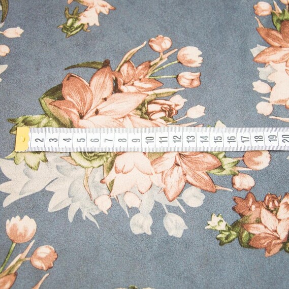 Замш-принт V-9/1 букет сіра, Квітковий, фото 3 Замш-принт V-9/1 букет сіра, Квітковий, фото 3