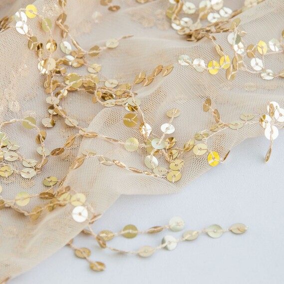 Сітка з пайєтками Дощик V-1/6 беж, фото 2 Сітка з пайєтками Дощик V-1/6 беж, фото 2