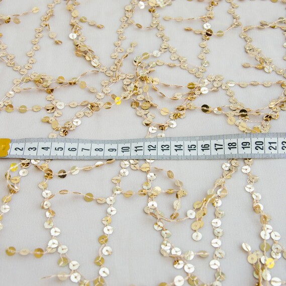 Сітка з пайєтками Дощик V-1/6 беж, фото 3 Сітка з пайєтками Дощик V-1/6 беж, фото 3