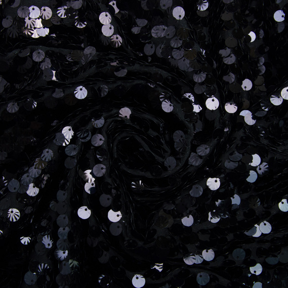 Трикотаж з пайєтками Ф`южин V-2/1 чорний, фото 1