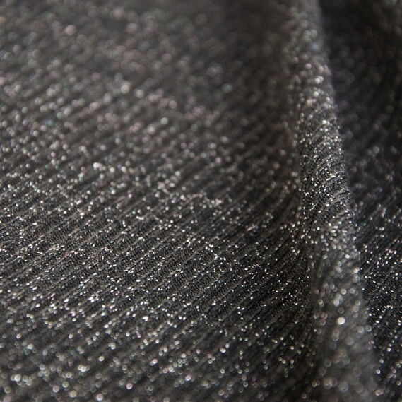 Тканина трикотаж Смуга з металіком V-1/1 чорний, фото 2