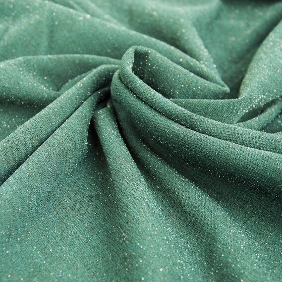 Тканина трикотаж Мона з металіком V-7 т/зелений, фото 1