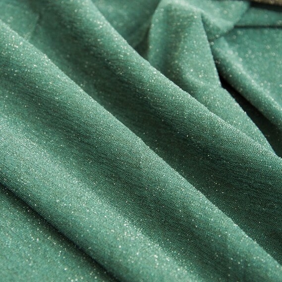 Тканина трикотаж Мона з металіком V-7 т/зелений, фото 2