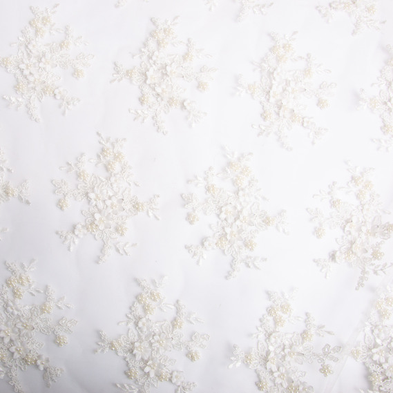 Тканина гіпюр Міледі 125 см, для суконь, блузок, спідниць та вечірнього одягу V-3359 молоко, фото 2