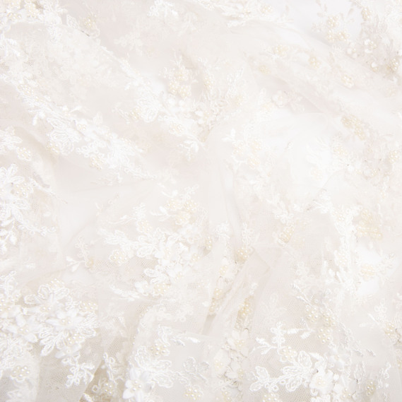 Тканина гіпюр Міледі 125 см, для суконь, блузок, спідниць та вечірнього одягу V-3359 молоко, фото 3
