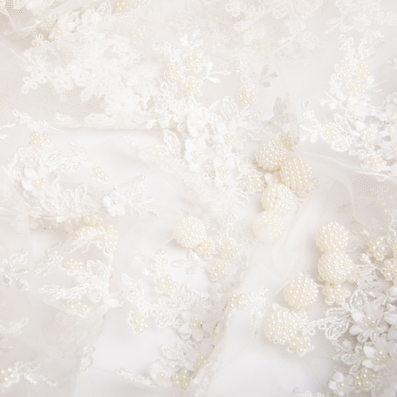 Тканина гіпюр Міледі 125 см, для суконь, блузок, спідниць та вечірнього одягу V-3359 молоко, фото 4