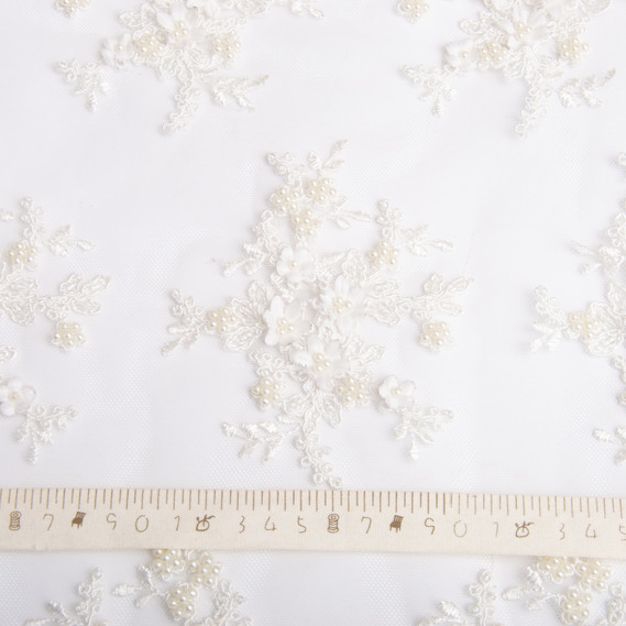 Тканина гіпюр Міледі 125 см, для суконь, блузок, спідниць та вечірнього одягу V-3359 молоко, фото 5