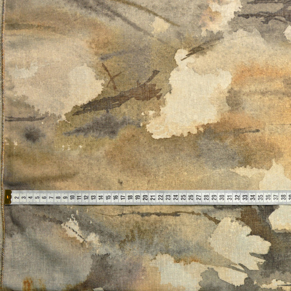 Тюль батист набивний Гуаш V-03B олива, фото 3 Тюль батист набивний Гуаш V-03B олива, фото 3