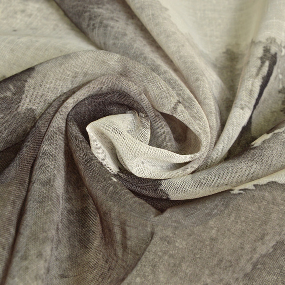 Тюль батист набивной Гуаш V-05B сіра, фото 2 Тюль батист набивной Гуаш V-05B сіра, фото 2