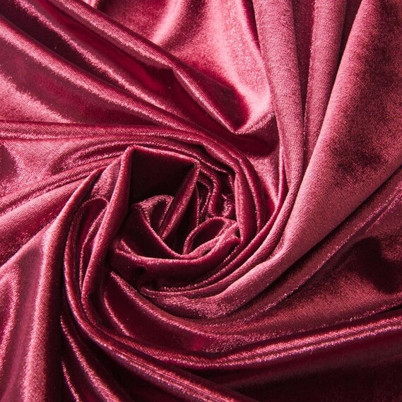 Тканина Велюр Ice стрейч однотонний, тканина костюмна, платтяна оксамитова, оксамит V-5 марсала, фото 1