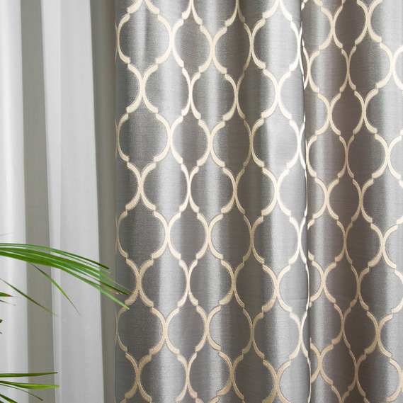 Тканина портьєрна жакардова Терра V-1303 сіро золота, фото 1