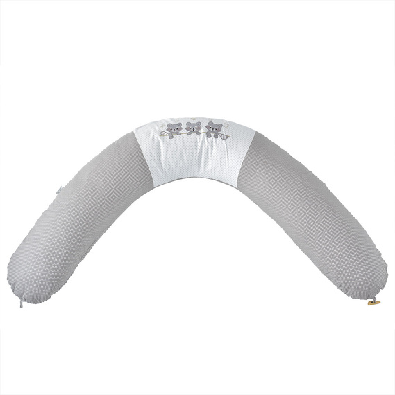 Подушка для беременных и кормления 30х190 см PAPAELLA с вышивкой, гипоаллергенная, наволочка хлопок на молнии горошок сірий, фото 11